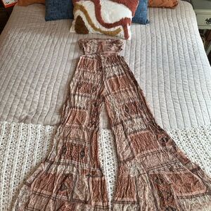 Wide Leg Jumpsuit in Orange/Brown